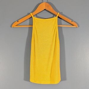 ❤️ 2015 Don't Ask Why Butter Yellow High Neck Cut Out Ribbed Cami